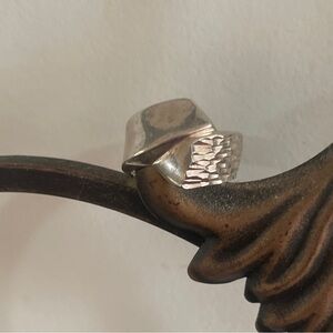Sterling Silver Hammer/Smooth size 7.5 Abstract Ring